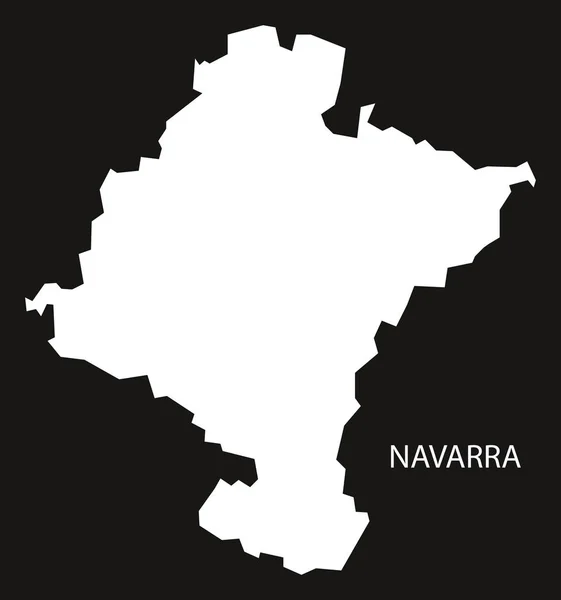 Navarra España mapa negro silueta invertida ilustración — Vector de stock