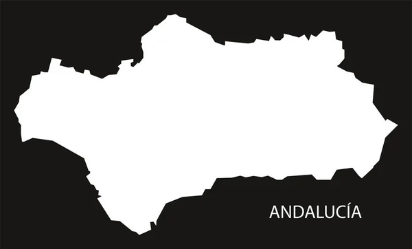 Andalucía España mapa negro silueta invertida ilustración — Vector de stock