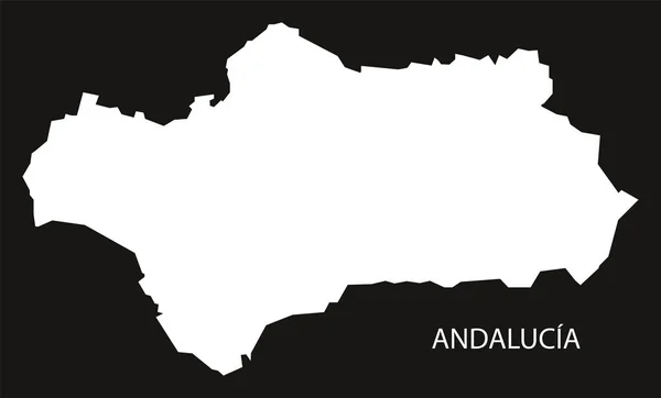 Andalucia İspanya harita siyah siluet illüstrasyon ters