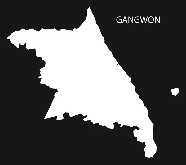 Gangwon Jižní Korea mapa černá silueta obrácený obrázek — Stockový vektor