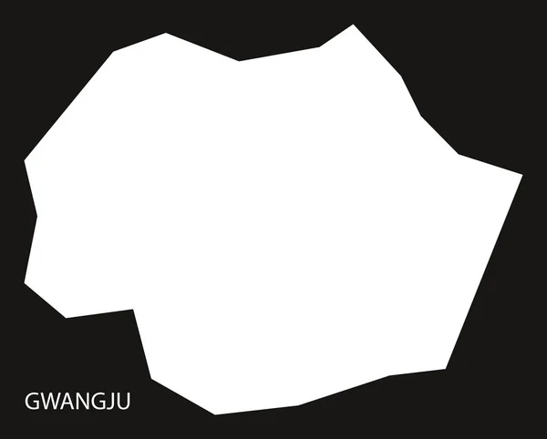 Gwangju Corea del Sur mapa negro silueta invertida ilustración — Vector de stock
