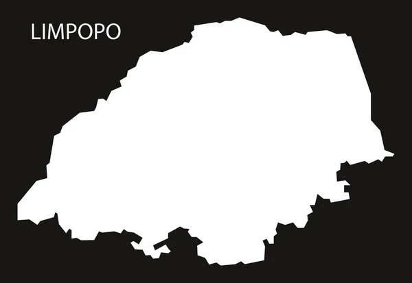 Limpopo Sudáfrica mapa negro silueta invertida ilustración — Vector de stock