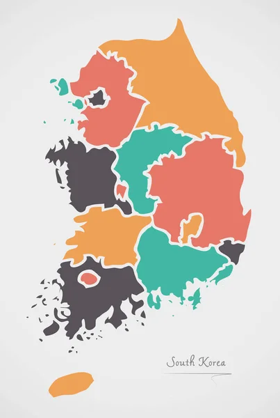 Güney Kore harita devletler ve modern yuvarlak şekiller