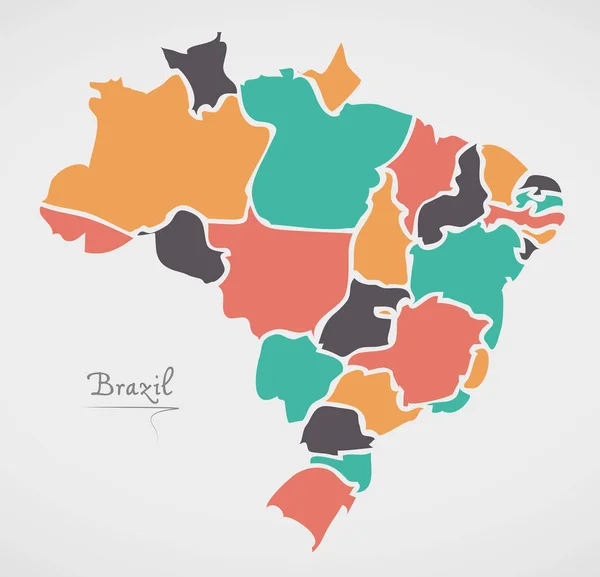 Brasil Mapa con formas redondas modernas — Vector de stock