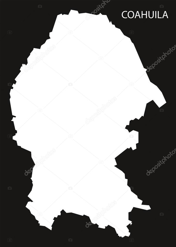 Coahuila Mexico Map black inverted silhouette