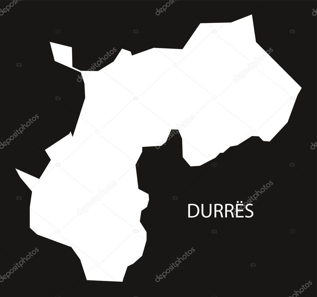 Durres Albania map black inverted silhouette illustration