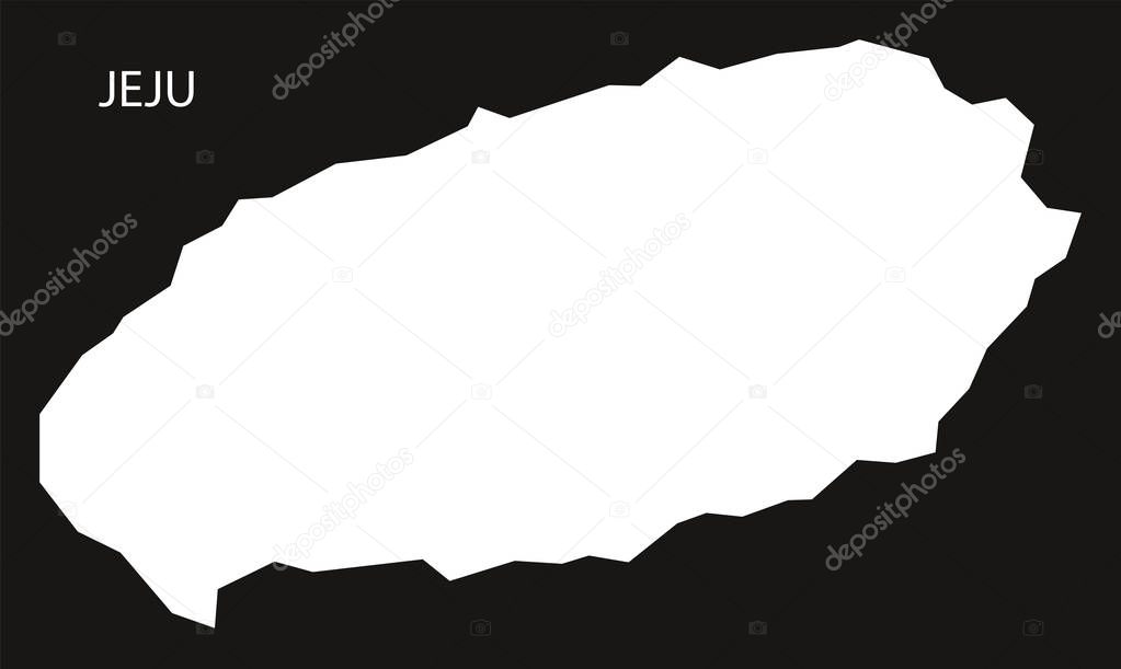 Jeju South Korea map black inverted silhouette illustration