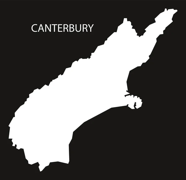 Canterbury Nuova Zelanda mappa nero capovolto silhouette illustratio — Vettoriale Stock