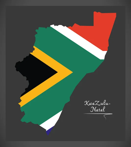 KwaZulu - Natal South Africa map with national flag illustration — Stock Vector