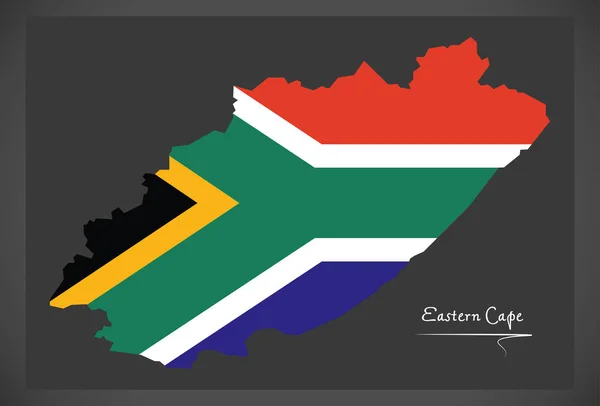 Eastern Cape Zuid-Afrika kaart met illustratie van de nationale vlag — Stockvector