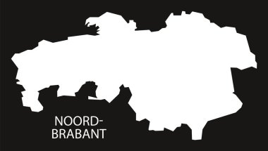 Noord Brabant Netherlands map black inverted silhouette illustra clipart