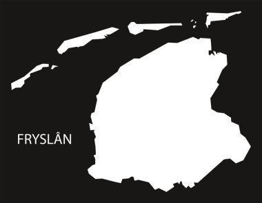 Fryslan Netherlands map black inverted silhouette illustration clipart