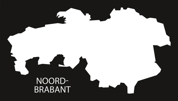 Noord Brabant Pays-Bas carte noir silhouette inversée illustra — Image vectorielle