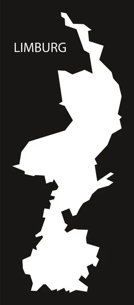 Limburg Paesi Bassi mappa nero rovesciato silhouette illustrazione — Vettoriale Stock
