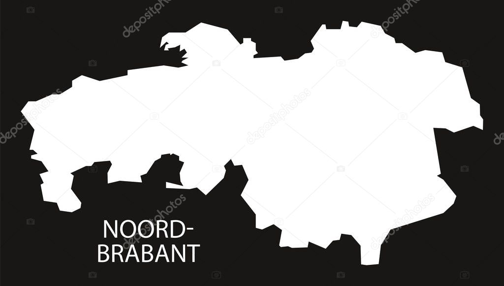 Noord Brabant Netherlands map black inverted silhouette illustra