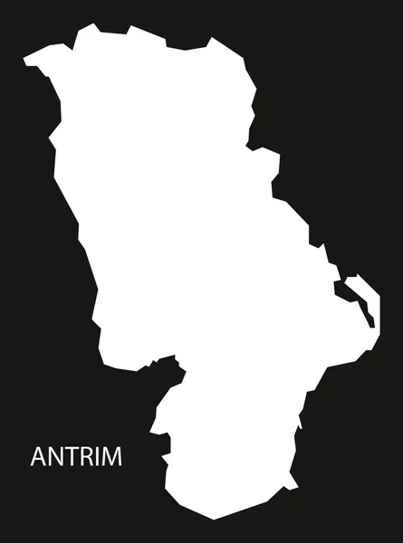 Antrim Northern Ireland map black inverted silhouette illustrati — Stock Vector