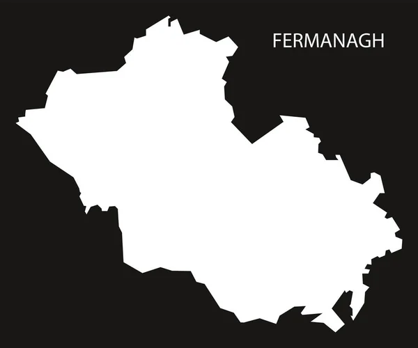 Fermanagh-Észak-Írország Térkép fekete fordított silhouette illustr — Stock Vector