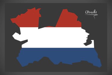 Utrecht Hollanda harita Hollanda ulusal bayrak çizim ile