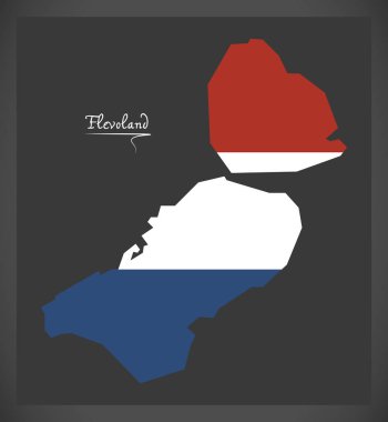 Flevoland Hollanda harita Hollanda ulusal bayrak çizim ile