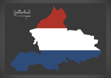 Gelderland Hollanda harita Hollanda ulusal bayrak çizim ile