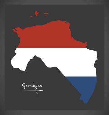 Groningen Hollanda harita Hollanda ulusal bayrak çizim ile