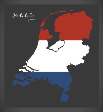 Hollanda harita Hollanda ulusal bayrak çizim ile