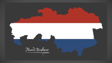 Noord-Brabant Hollanda harita Hollanda ulusal bayrak illustrat ile