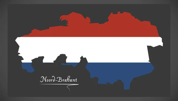Χάρτης Ολλανδία Noord-Brabant με ολλανδική εθνική σημαία illustrat — Διανυσματικό Αρχείο