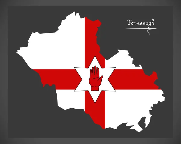 Fermanagh Mapa da Irlanda do Norte com bandeira nacional Ulster —  Vetores de Stock