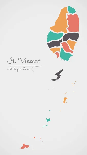 Saint Vincent i Grenadyny mapę z państwami oraz nowoczesne płytki okrą — Wektor stockowy