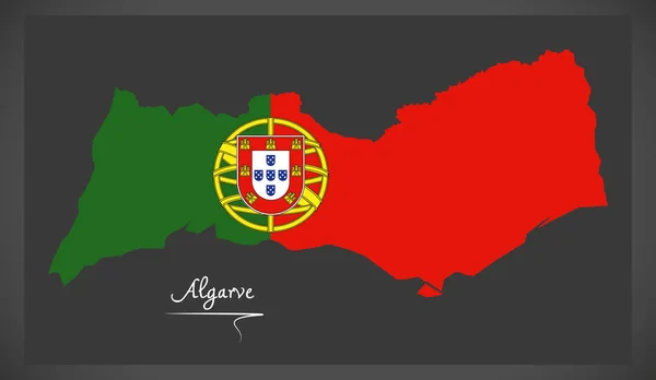 Algarve Portugal mapa com a ilustração da bandeira nacional portuguesa — Vetor de Stock