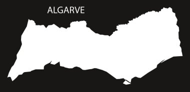 Algarve Portekiz harita siyah ters siluet illüstrasyon shap