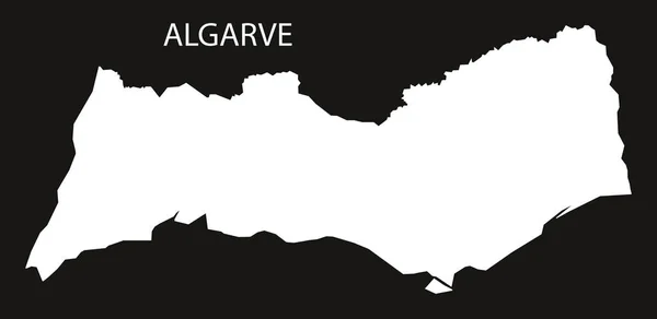 Algarve Portugal mapa negro silueta invertida ilustración shap — Archivo Imágenes Vectoriales