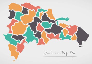 Dominik Cumhuriyeti harita devletler ve modern yuvarlak şekiller