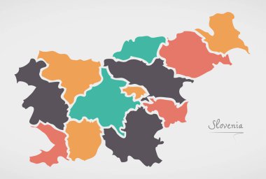 Slovenya harita devletler ve modern yuvarlak şekiller