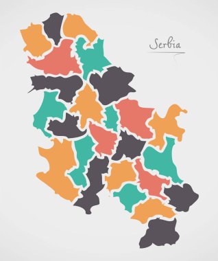 Sırbistan harita devletler ve modern yuvarlak şekiller