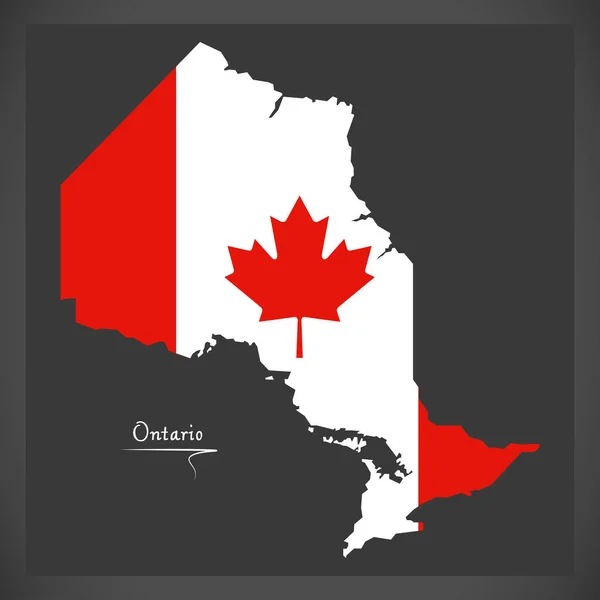 Ontario Kanada mapa z kanadyjskim krajowym flaga ilustracja — Wektor stockowy