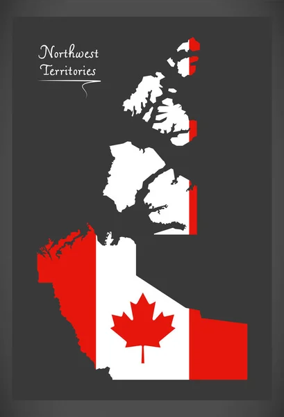 Χάρτη του Καναδά βορειοδυτικά εδάφη με καναδική εθνική σημαία άρρωστος — Διανυσματικό Αρχείο