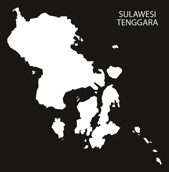 Sulawesi Tenggara Indonesia mapa negro silueta invertida illust — Archivo Imágenes Vectoriales