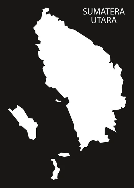 Sumatera utara Indonesien Karte schwarz umgekehrte Silhouette illustrieren — Stockvektor