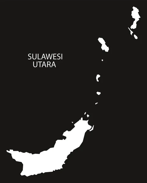 Sulawesi Utara Indonésie carte noir inversé silhouette illustrat — Image vectorielle