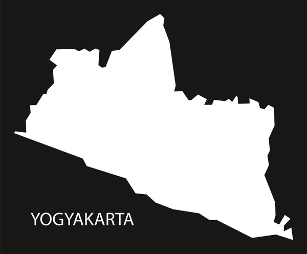 Yogyakarta indonesien karte schwarz umgekehrte silhouette illustration — Stockvektor