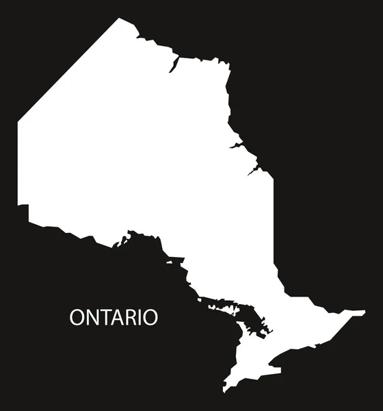 Carte Ontario Canada silhouette noire inversée forme d'illustration — Image vectorielle