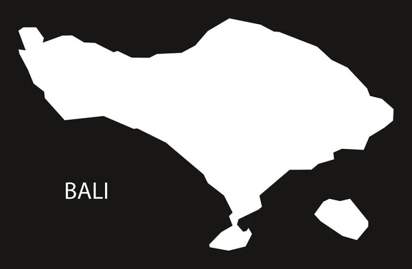 Bali Indonezja Mapa czarny odwrócony sylwetka ilustracja kształt — Wektor stockowy