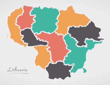 Litvanya Haritası ülkeler ve modern yuvarlak şekiller