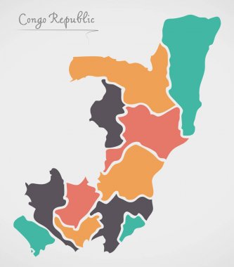 Kongo Cumhuriyeti harita devletler ve modern yuvarlak şekiller