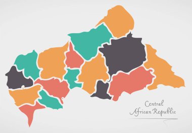 Orta Afrika Cumhuriyeti harita devletler ve modern yuvarlak şekiller