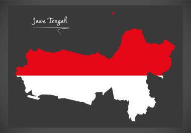 Jawa Tengah Indonesia map with Indonesian national flag illustra clipart