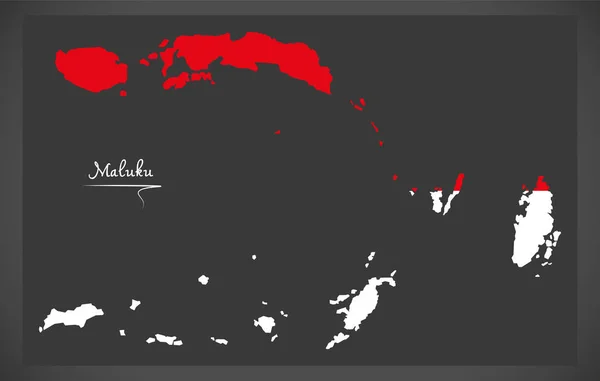 Mapa Indonezja Maluku z indonezyjski flaga ilustracja — Wektor stockowy