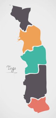 Togo harita devletler ve modern yuvarlak şekiller